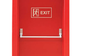 Fire Exit Door Isolated on White Background with CLIPPING PATH.